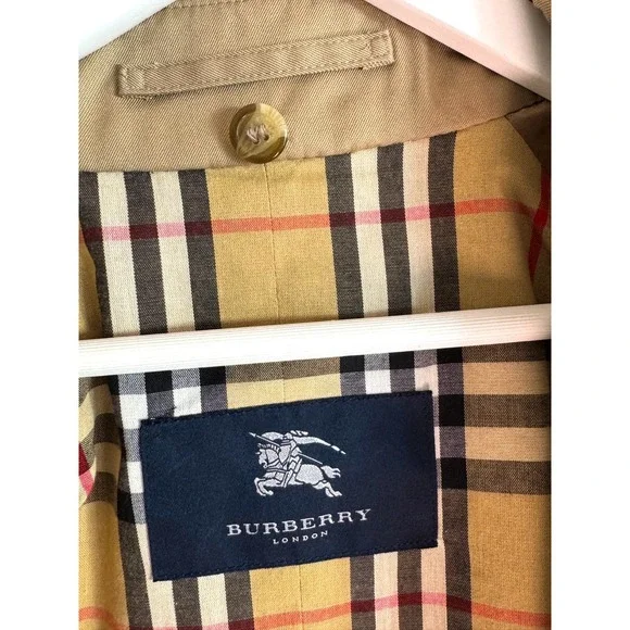 Burberry London Women's Heritage Trench Coat Nova Check Belted Beige Size 8 - Picture 8 of 16